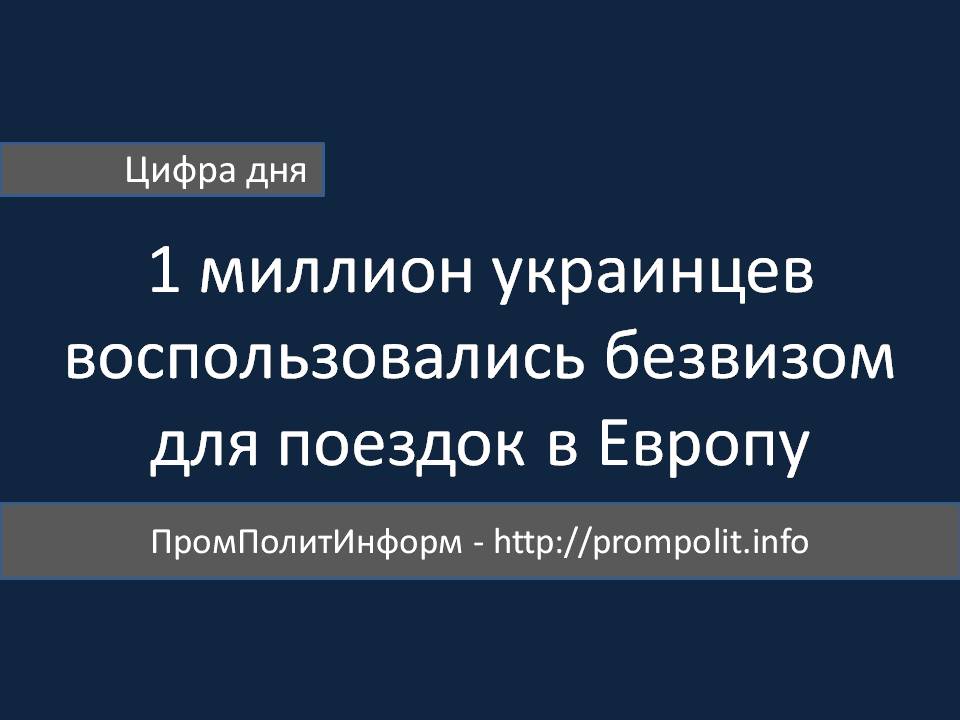Цифра дня: 1_миллион украинцев воспользовались безвизом для поездок в Европу