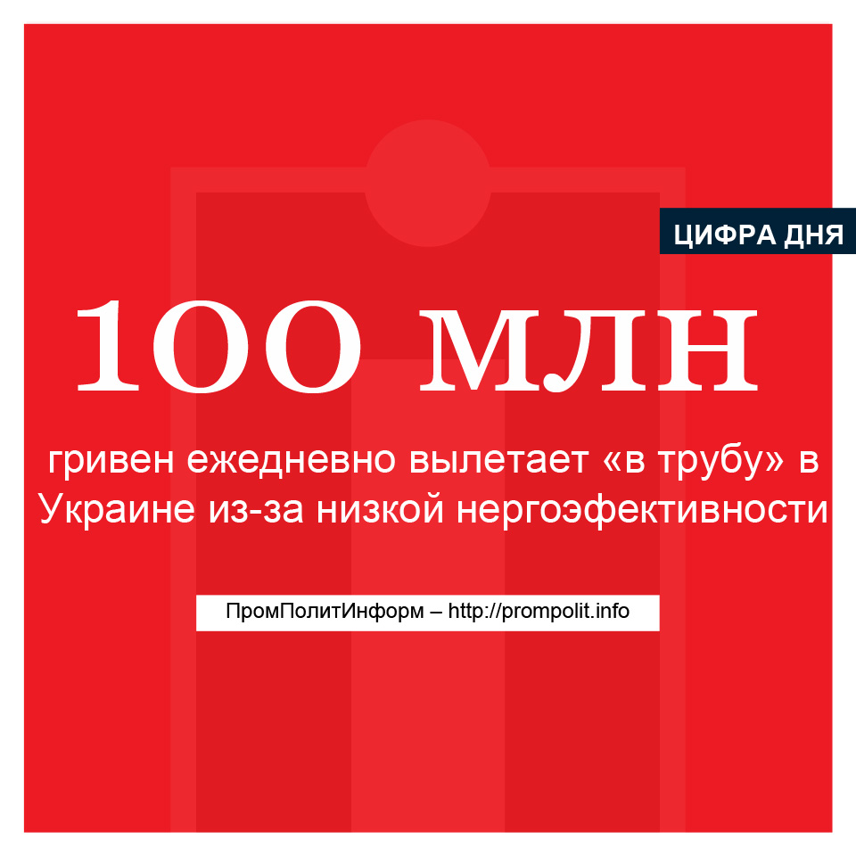 Цифра дня: 100 млн грн ежедневно вылетает «в трубу» в Украине из-за низкой энергоэфективности