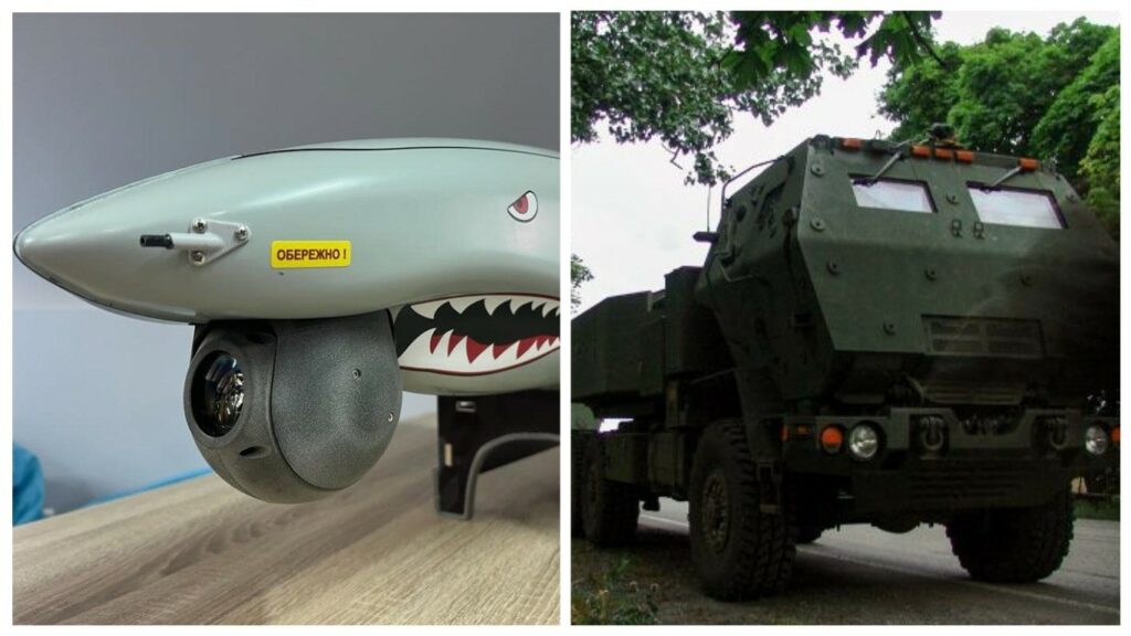 HIMARS отработал по скоплению грузовиков с БК оккупантов, навел украинский Shark (ВИДЕО)