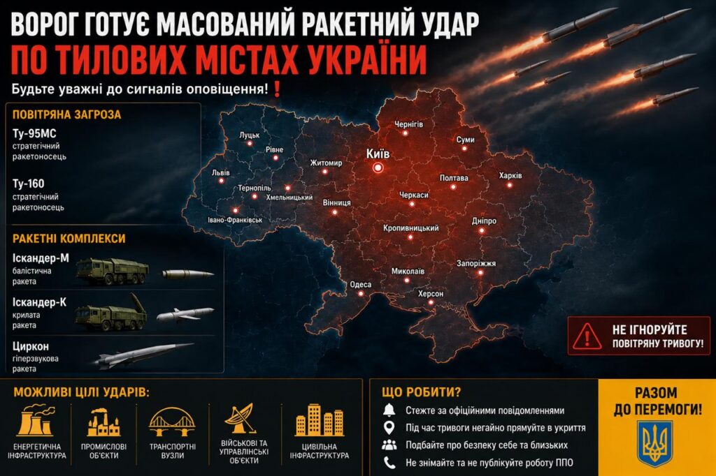 Росія знову готує масований ракетний удар по містах України?