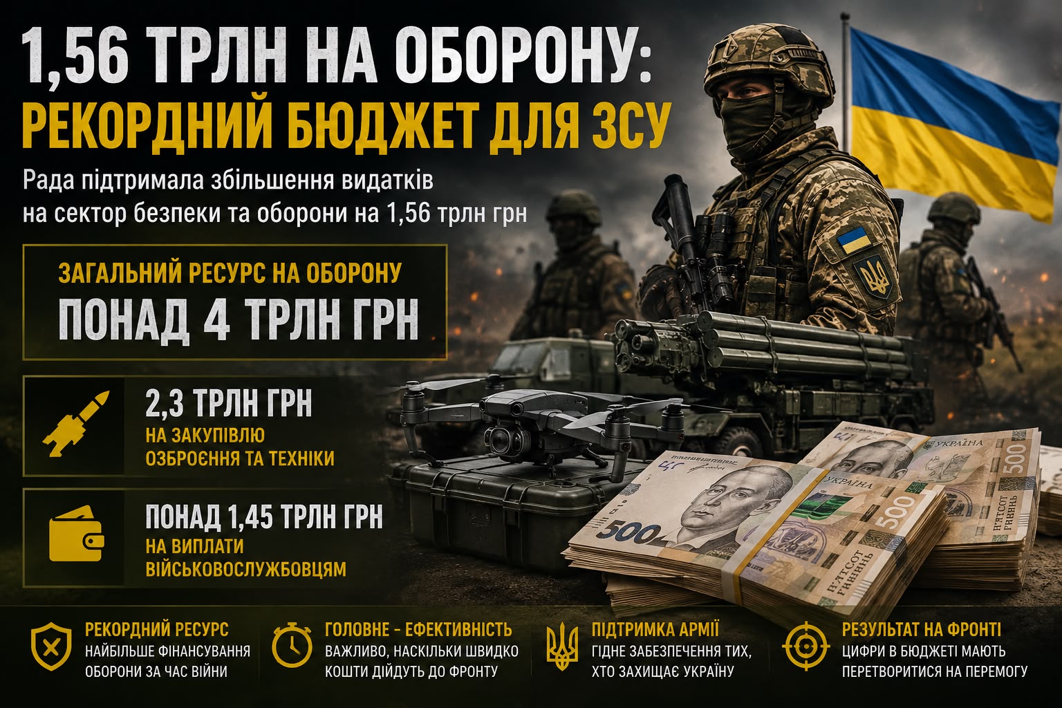 Плюс 1,56 трлн гривень на оборону: рекордний бюджет чи закриття старих проблем? Плюс 1,56 трлн гривень на оборону: рекордний бюджет чи закриття старих проблем?