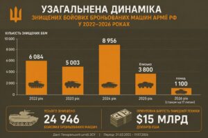 Бюджет війни. Сили оборони України знищили майже 25 тисяч бойових бронемашин армії рф, орієнтовною вартістю $15 млрд Бюджет війни. Сили оборони України знищили майже 25 тисяч бойових бронемашин армії рф, орієнтовною вартістю $15 млрд