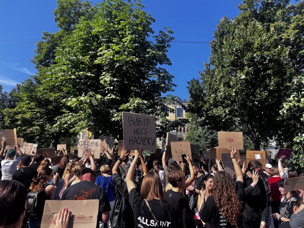 Ivan Franko Theatre Kyiv rally; Mykhailo Fedorov protest Kyiv