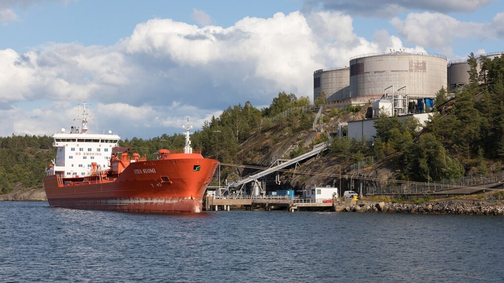 Russian oil refinery; oil tanker ship Russian oil refinery; oil tanker ship