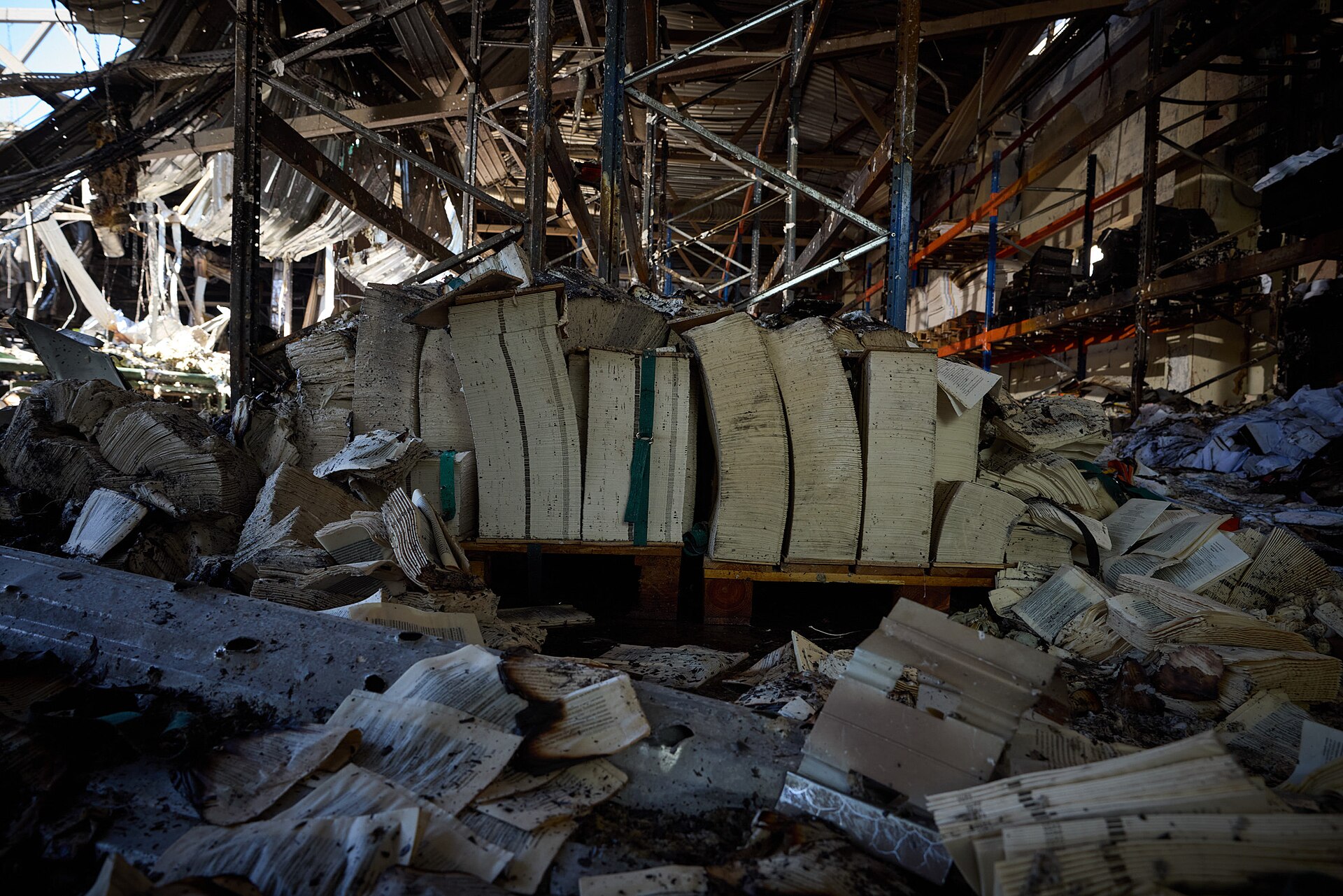 destroyed printing house Kyiv; burned warehouse textbook