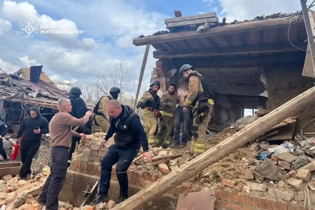 Zhytomyr damaged building; State Emergency Service of Ukraine