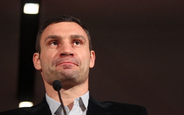 MUNICH, GERMANY - DECEMBER 15:  Ukrainian boxer Vitali Klitschko attends a press conference at Olympic Hall on December 15, 2011 in Munich, Germany. Vitali Klitschko of Ukraine will defend his WBC heavyweight title against Dereck Chisora of Great Britain at Olympic Hall on February 18, 2012 in Munich.  (Photo by Alexandra Beier/Bongarts/Getty Images)